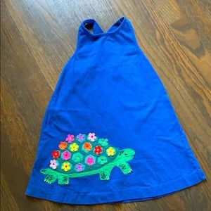 Mini Biden Turtle Appliqué Blue Girls Dress